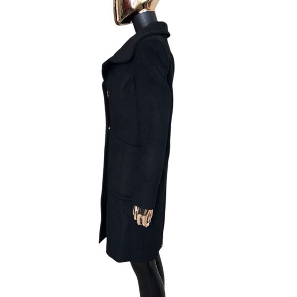 🆕 Ann Taylor Black Wool-Blend Coat XXS (Oversized Fits to SM) Gold Button Front - Picture 6 of 10